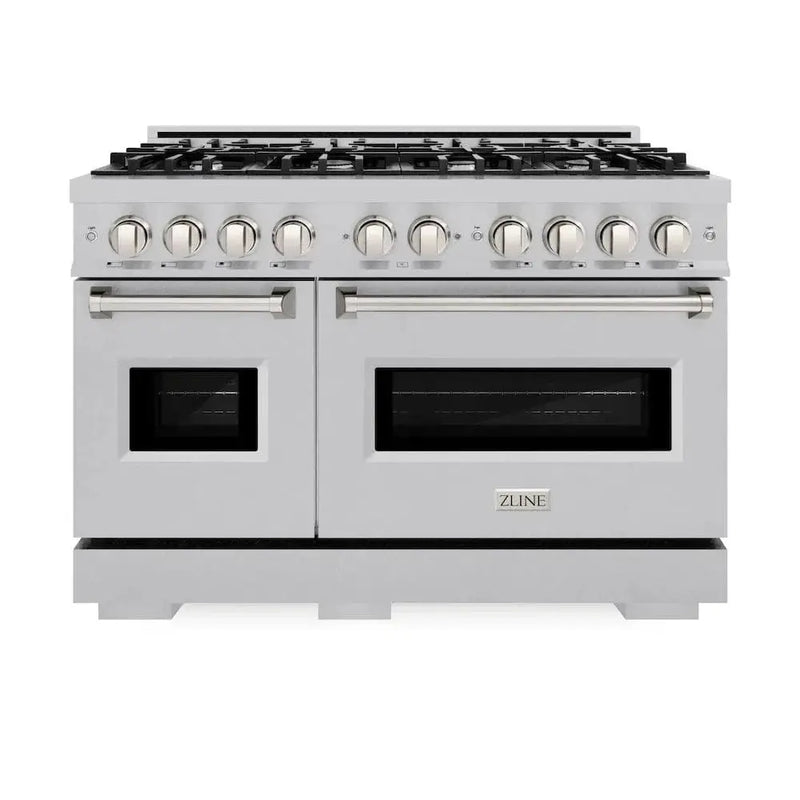 ZLINE 48" Dual Fuel Range, Gas Cooktop, Electric Convection Oven DuraSnow® Stainless Steel, CDRS-48 by Farmhouse Kitchen and Bath