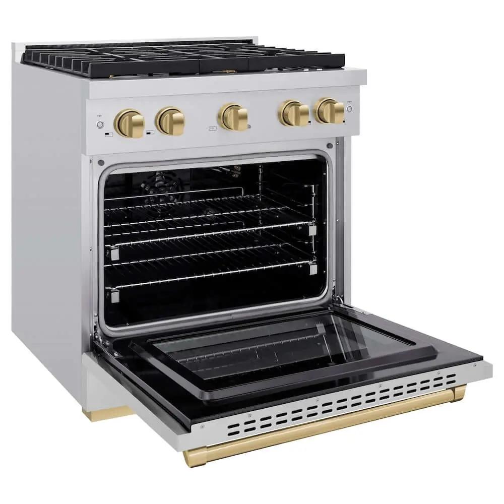 ZLINE 30"Gas Range, Convection Oven Stainless Steel, Champagne Bronze, SGRZ-30-CB by Farmhouse Kitchen and Bath