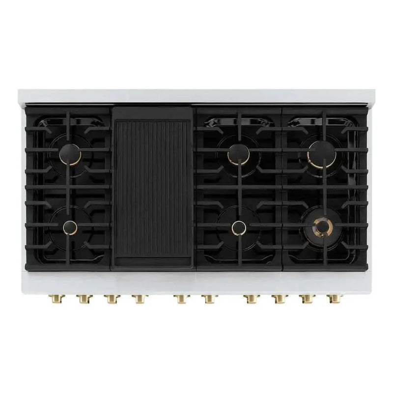 ZLINE 48"Gas Range, Convection Oven Stainless Steel, Gold, SGRZ-48-G by Farmhouse Kitchen and Bath