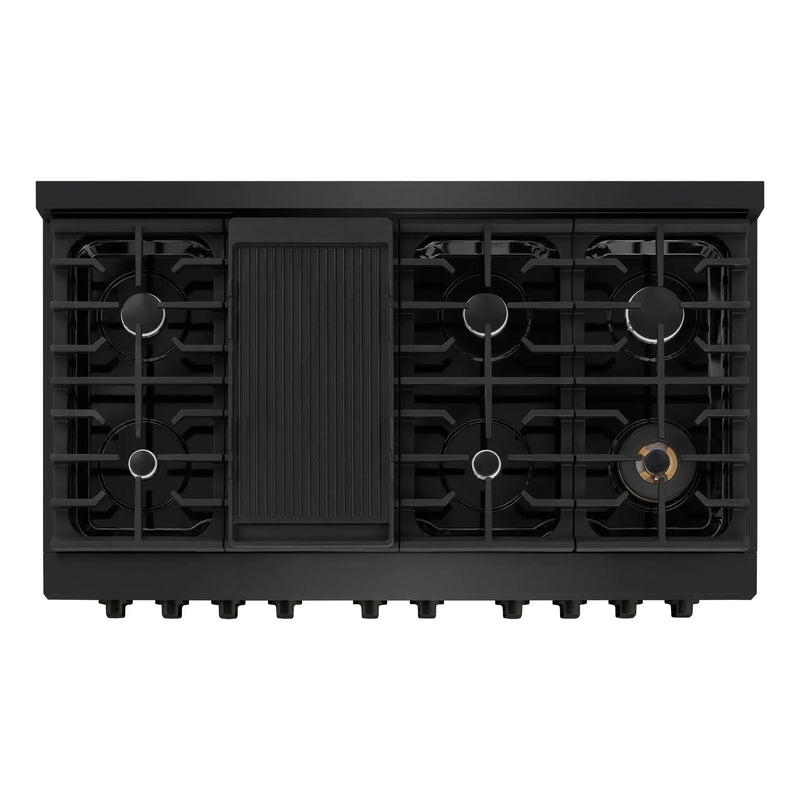 ZLINE 48"Paramount Dual Fuel Range Black Stainless Steel, SDRB-48 by Farmhouse Kitchen and Bath