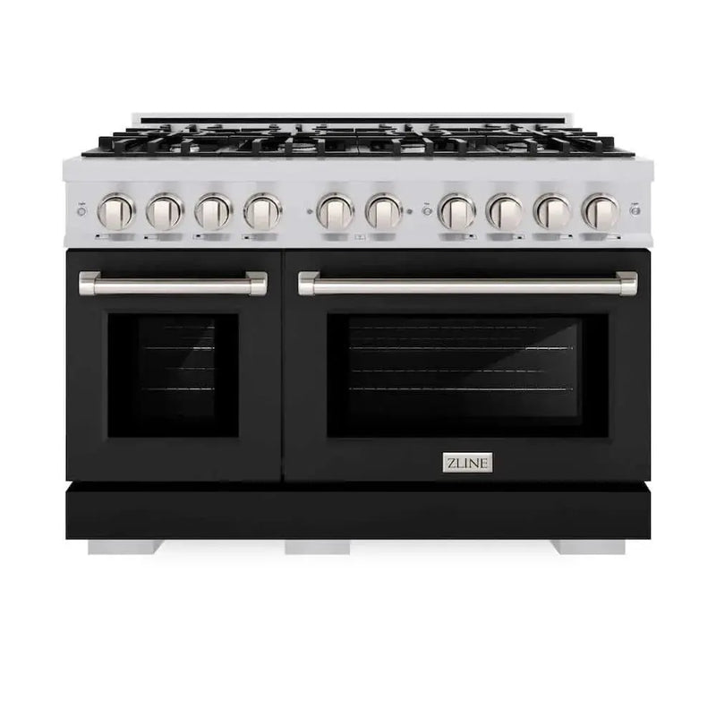ZLINE 48" Select Gas Range Gas Convection Gas Oven Stainless Steel Black Matte Door HGR-BLM-48 by Farmhouse Kitchen and Bath