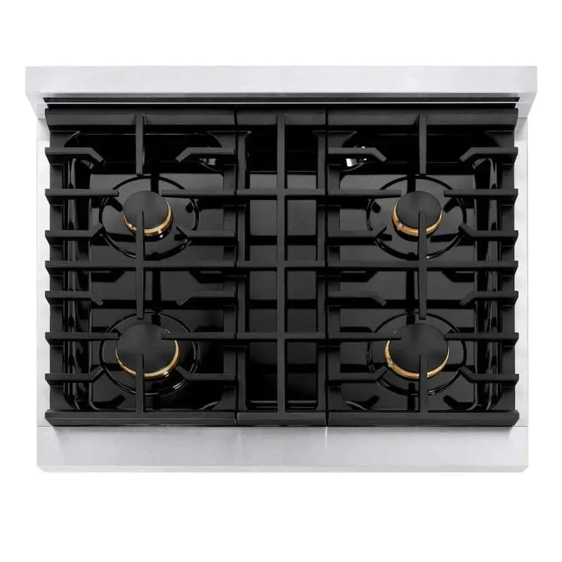 ZLINE 30"Gas Range, Convection Gas Oven , DuraSnow® Brass Burners, SGRS-BR-30 by Farmhouse Kitchen and Bath
