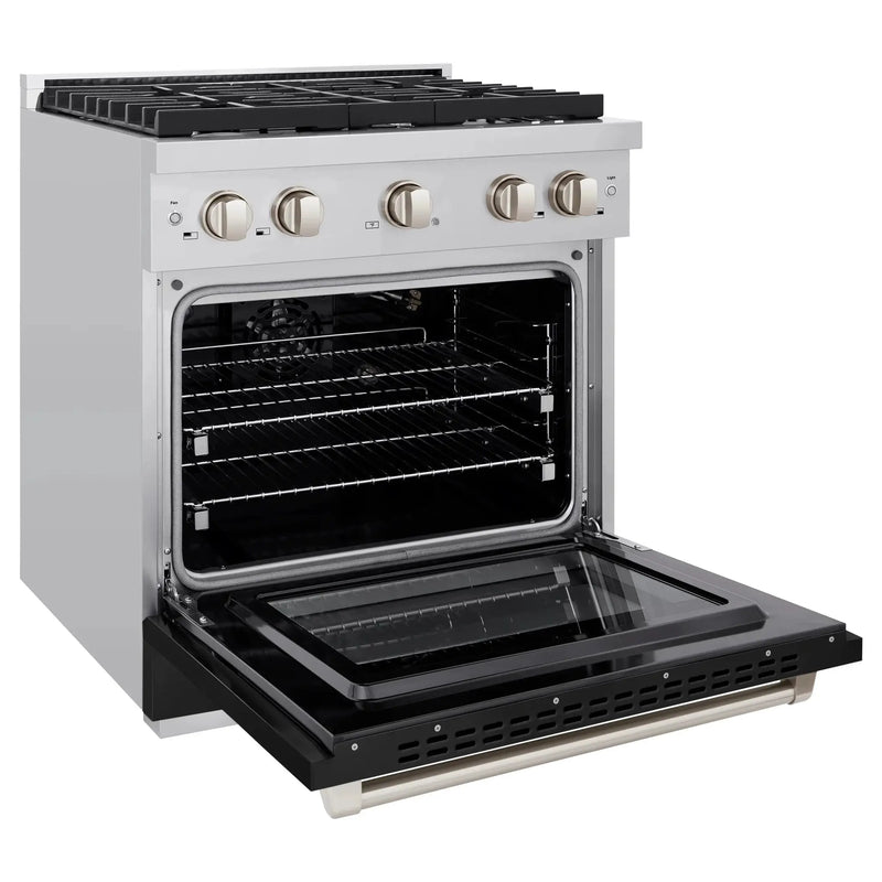 ZLINE 30" Gas Range, Convection Gas Oven, Stainless Steel,Matte Black SGR-BLM-30 by Farmhouse Kitchen and Bath