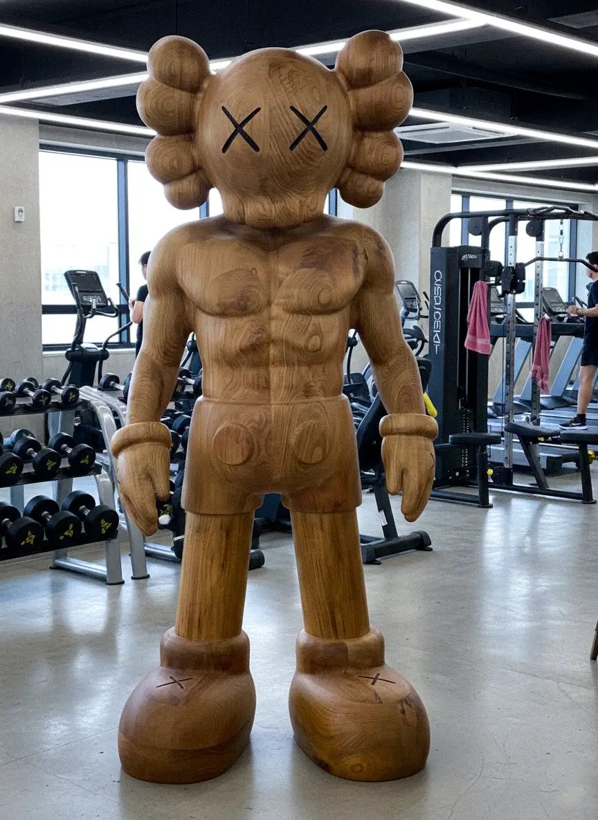 Muscular Wooden Sculpture – Gym & Fitness Art Decor by Gizz