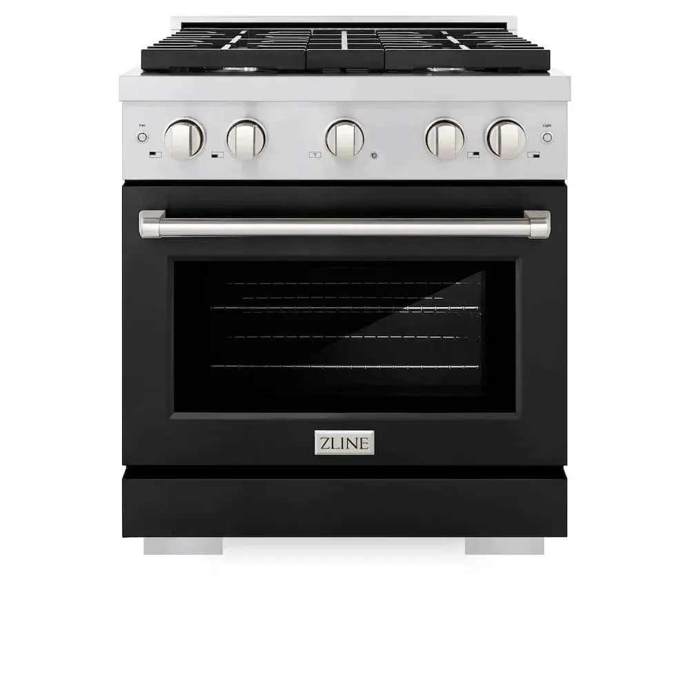 ZLINE 30"Paramount Dual Fuel Range Stainless Steel, Black Matte, SDR-BLM-30 by Farmhouse Kitchen and Bath