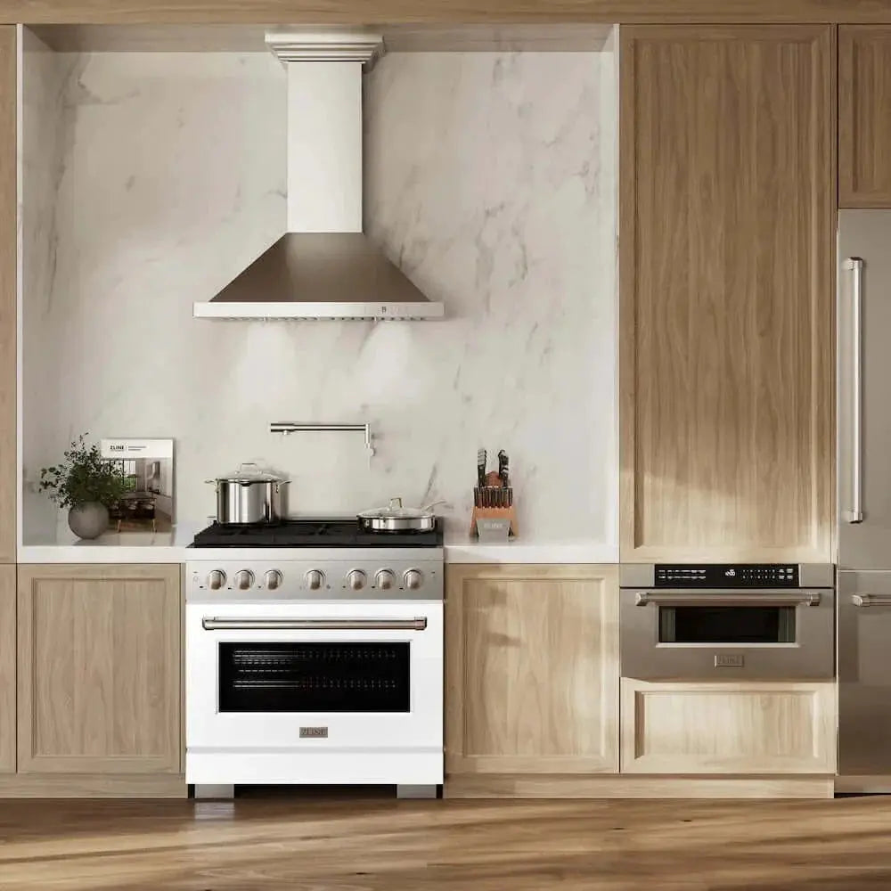 ZLINE 36 In. Gas Range, Stainless Steel, White Matte, SGR-WM-36 by Farmhouse Kitchen and Bath