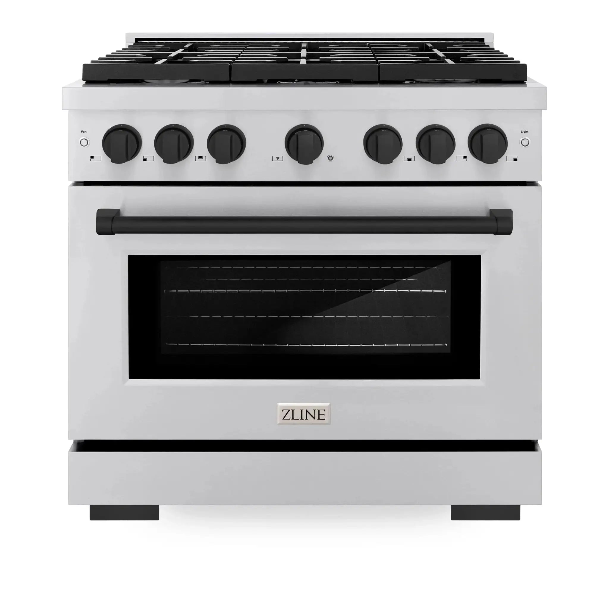 ZLINE 36"Paramount Dual Fuel Range Stainless Steel Matte Black SDRZ-36-MB by Farmhouse Kitchen and Bath