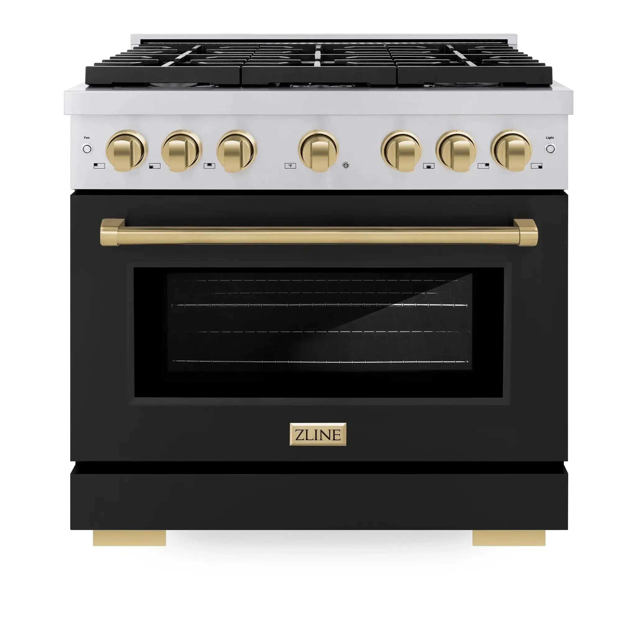 ZLINE 36"Paramount Dual Fuel Range Stainless Steel Black Matte Champagne Bronze SDRZ-BLM-36-CB by Farmhouse Kitchen and Bath
