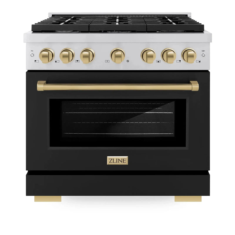 ZLINE 36"Paramount Dual Fuel Range Stainless Steel Black Matte Champagne Bronze SDRZ-BLM-36-CB by Farmhouse Kitchen and Bath