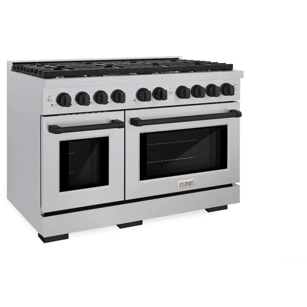 ZLINE 48"Gas Range, Convection Gas Oven, DuraSnow® Matte Black, SGRSZ-48-MB by Farmhouse Kitchen and Bath