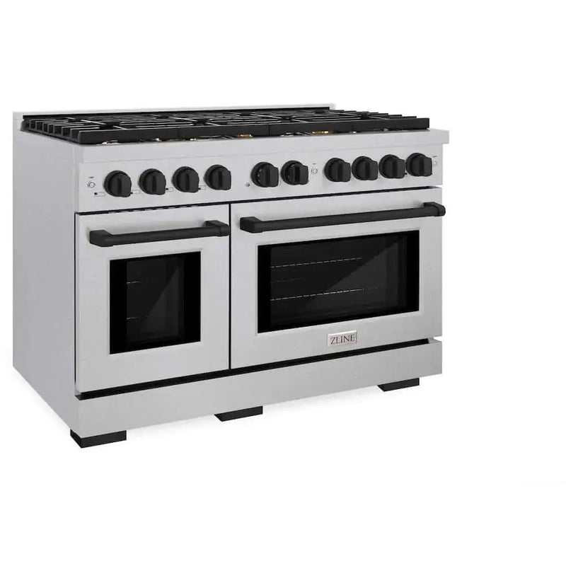 ZLINE 48"Gas Range, Convection Gas Oven, DuraSnow® Matte Black, SGRSZ-48-MB by Farmhouse Kitchen and Bath