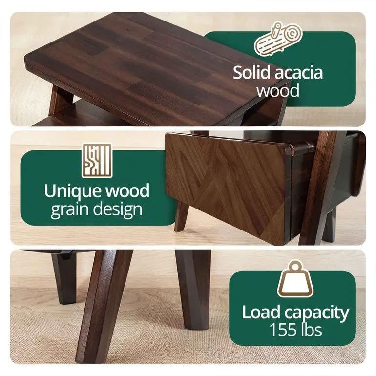 Rum Handcrafted Solid Wood Nightstand by Megsu