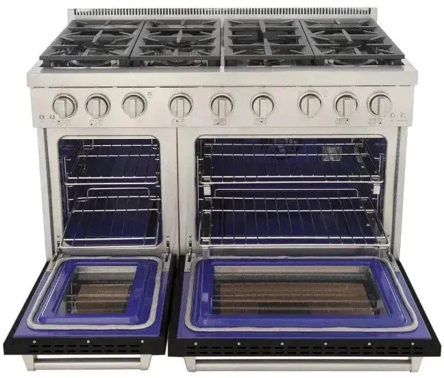 Kucht 48" Freestanding Professional Gas Range Liquid Propane KFX4800/LP-BK by Farmhouse Kitchen and Bath