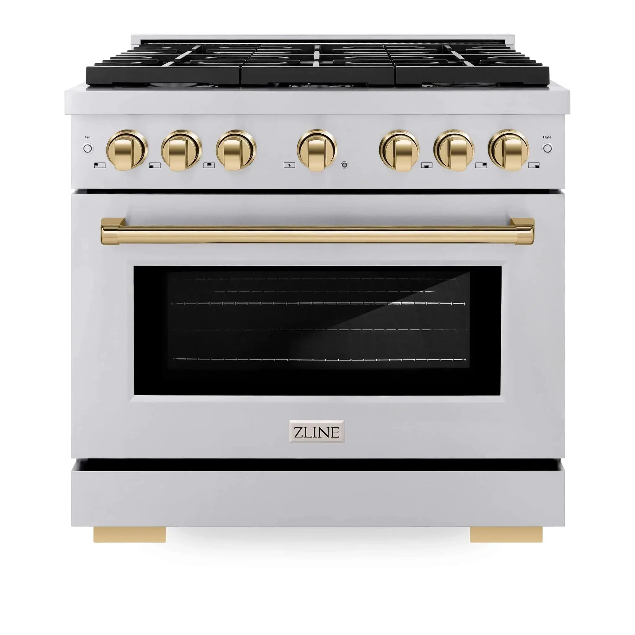 ZLINE 36"Paramount Dual Fuel Range Stainless Steel Gold SDRZ-36-G by Farmhouse Kitchen and Bath