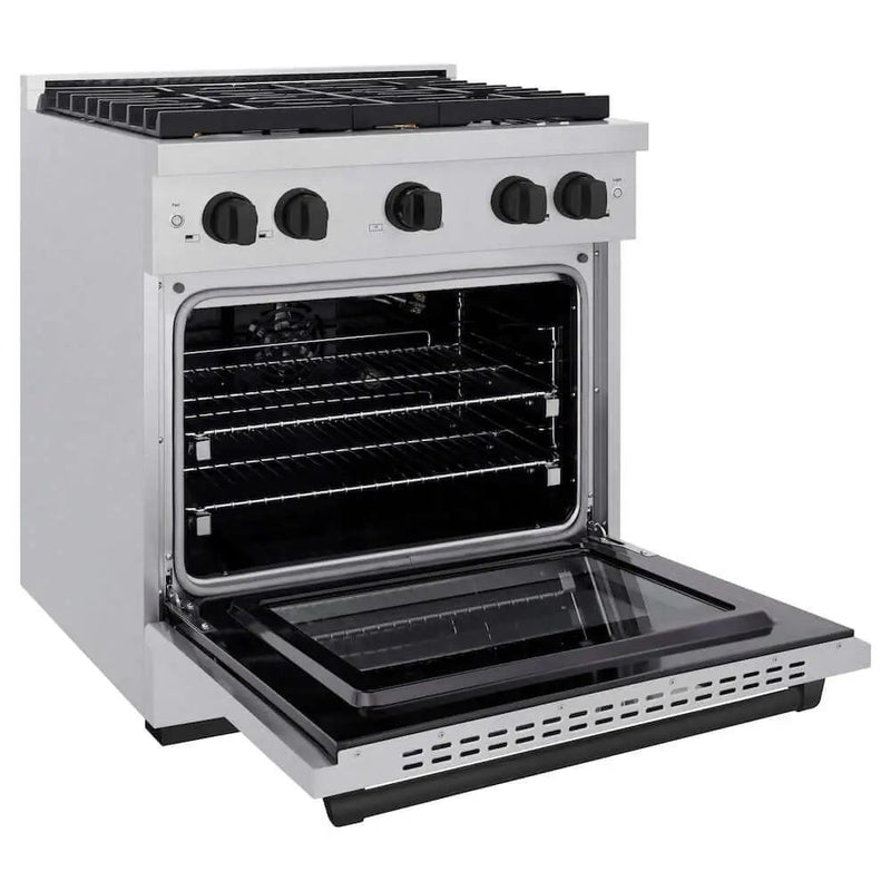 ZLINE 30"Gas Range, Convection Gas Oven , DuraSnow® Matte Black, SGRSZ-30-MB by Farmhouse Kitchen and Bath