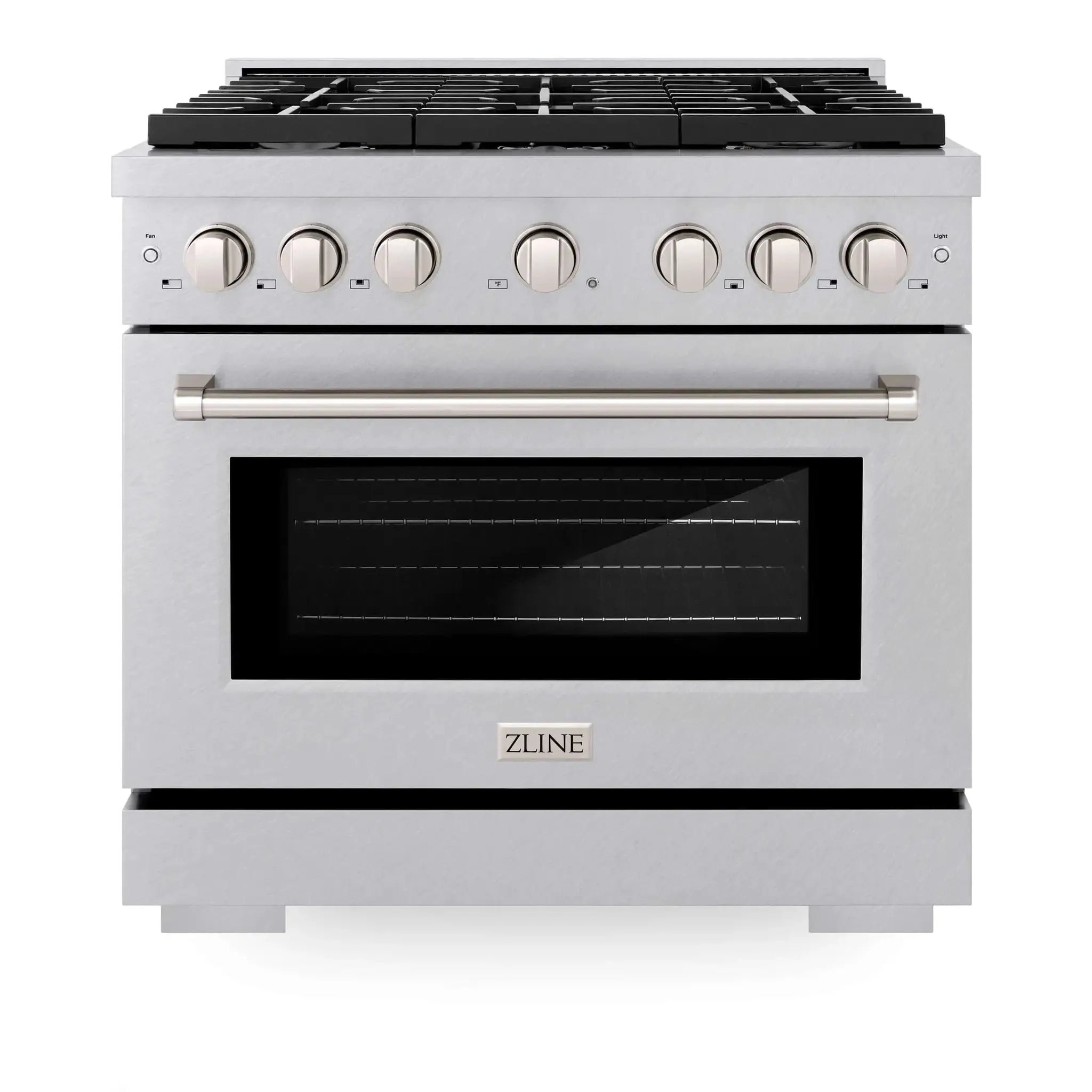ZLINE 36"Paramount Dual Fuel Range DuraSnow® Brass Burners SDRS-BR-36 by Farmhouse Kitchen and Bath