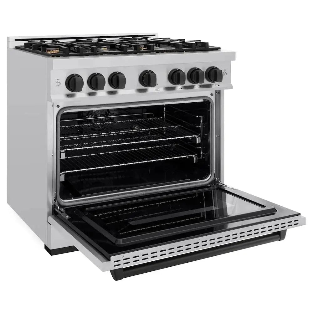 ZLINE 36" Dual Fuel Range, Gas Cooktop, Electric Convection Oven Stainless Steel, Matte Black CDRZ-36-MB by Farmhouse Kitchen and Bath