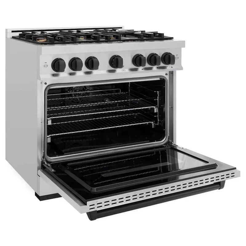ZLINE 36" Dual Fuel Range, Gas Cooktop, Electric Convection Oven Stainless Steel, Matte Black CDRZ-36-MB by Farmhouse Kitchen and Bath