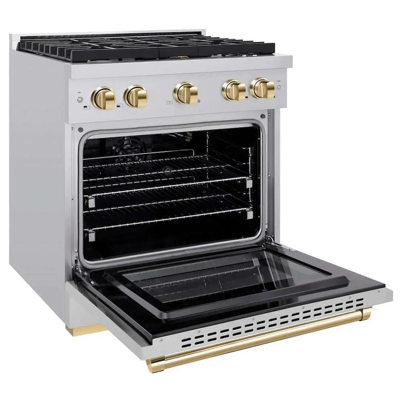 ZLINE 30 " Gas Range, Convection Oven Stainless Steel, Gold , SGRZ-30-G by Farmhouse Kitchen and Bath