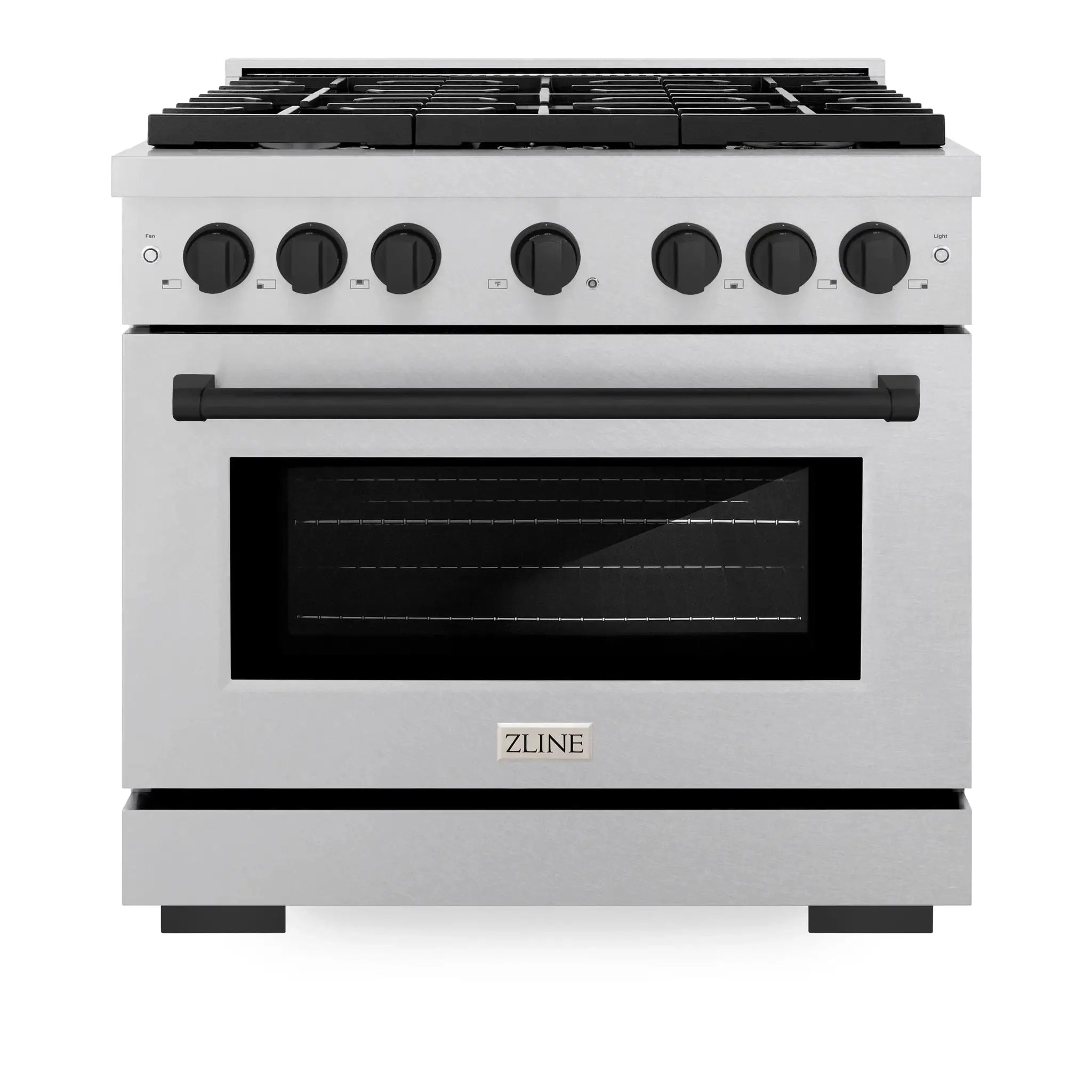 ZLINE 36"Paramount Dual Fuel Range DuraSnow® Matte Black SDRSZ-36-MB by Farmhouse Kitchen and Bath