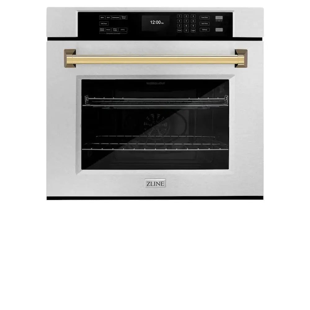 ZLINE 30"Professional True Convection Single Wall Oven, Air Fry, Self Clean, DuraSnow® Gold WASSZ-30-G by Farmhouse Kitchen and Bath