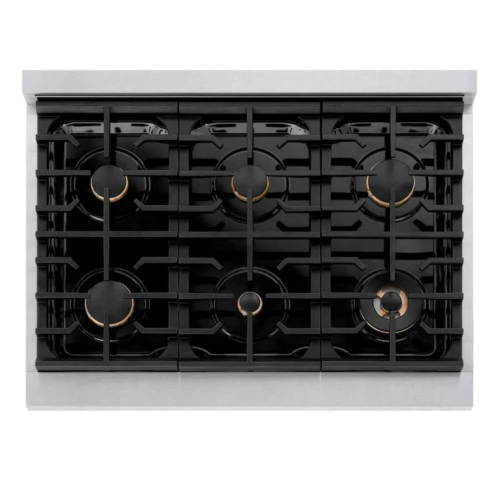 ZLINE 36"Gas Range, Convection Gas Oven, DuraSnow® Gold, SGRSZ-36-G by Farmhouse Kitchen and Bath