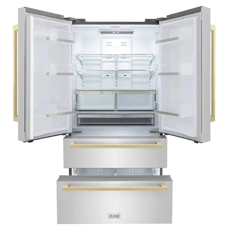 ZLINE 36" Autograph French Door Refrigerator, Ice Maker, Stainless Steel RFMZ-36-FCB by Farmhouse Kitchen and Bath