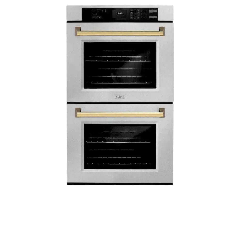 ZLINE 30"Professional True Convection Double Wall Oven, Air Fry, Self Clean, DuraSnow® Gold WADSZ-30-G by Farmhouse Kitchen and Bath