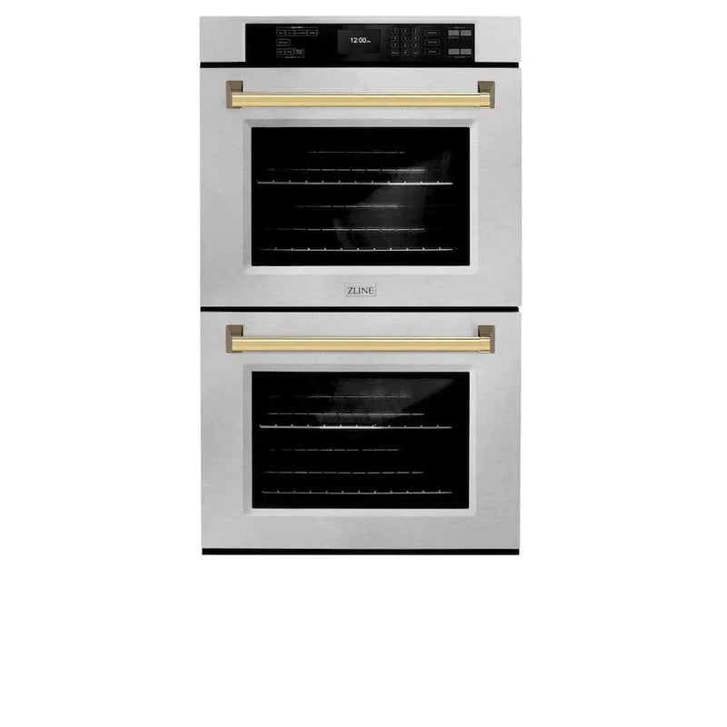 ZLINE 30"Professional True Convection Double Wall Oven, Air Fry, Self Clean, DuraSnow® Gold WADSZ-30-G by Farmhouse Kitchen and Bath