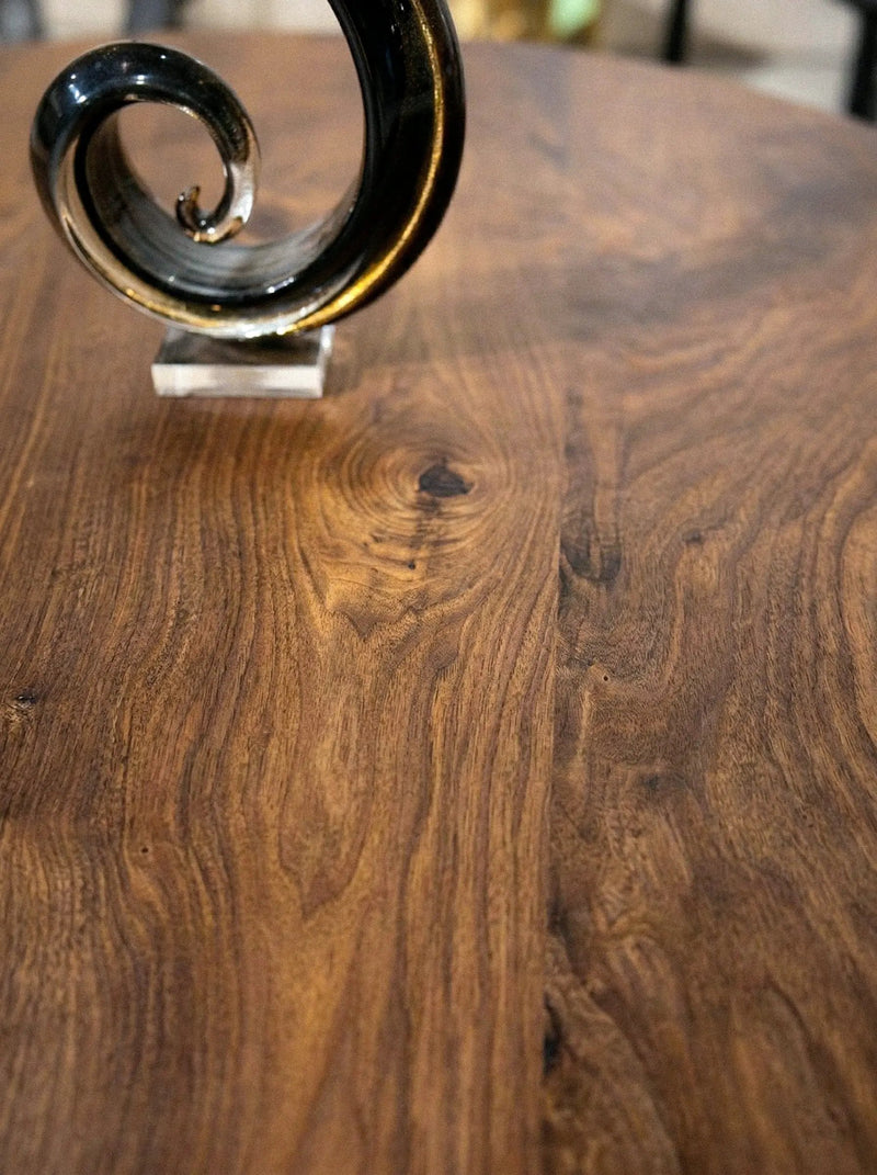 Modern Round Walnut Pedestal Dining Table by Gizz