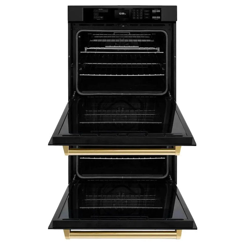 ZLINE 30"Professional True Convection Double Wall Oven, Air Fry, Self Clean Black Stainless Steel, Gold WADBZ-30-G by Farmhouse Kitchen and Bath