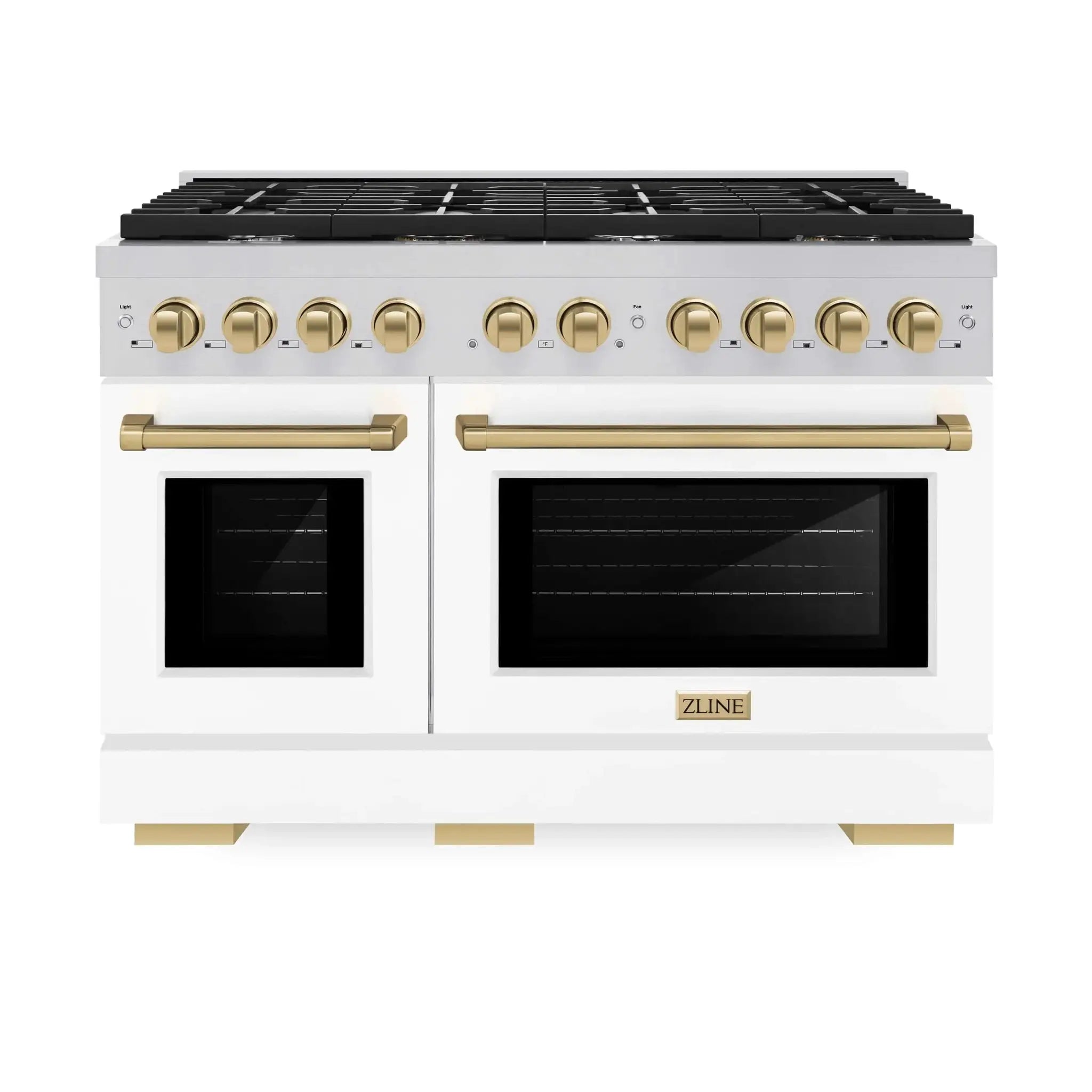 ZLINE 48"Paramount Dual Fuel Range White Matte Champagne Bronze SDRZ-WM-48-CB by Farmhouse Kitchen and Bath
