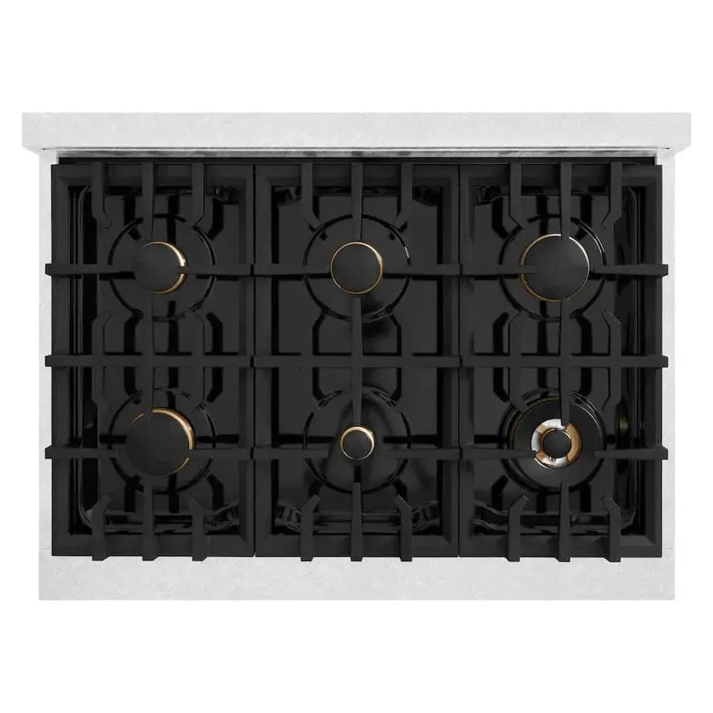 ZLINE 36" Select Gas Range Convection Gas Oven DuraSnow® Stainless Steel Brass Burners HGRS-BR-36 by Farmhouse Kitchen and Bath