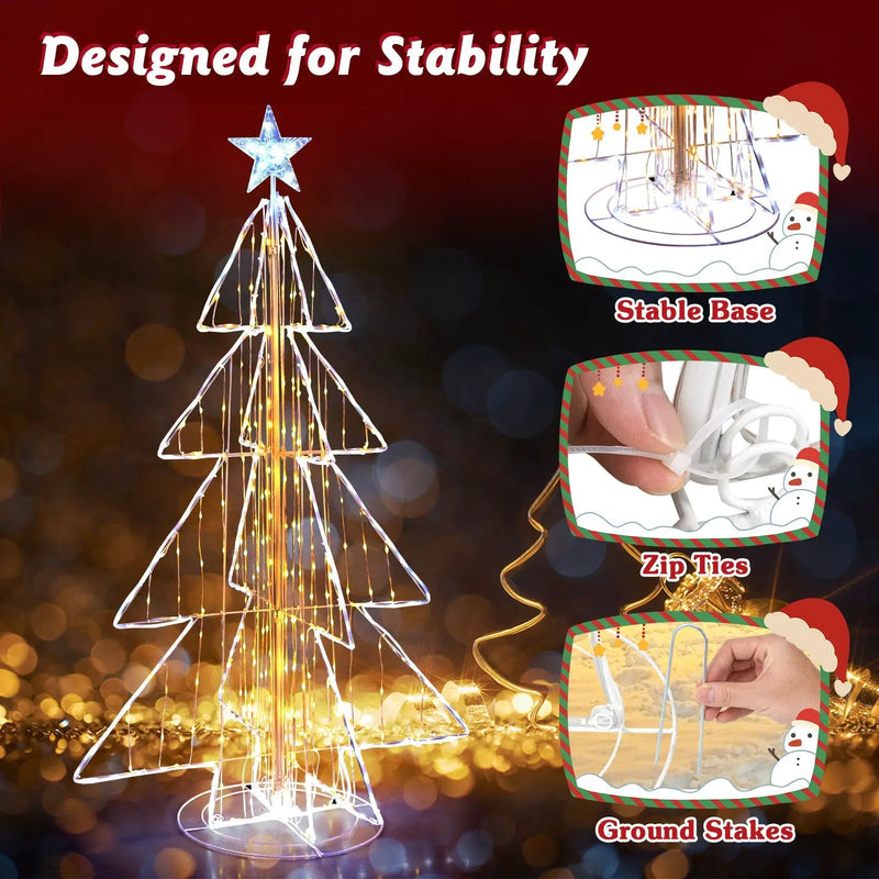5 Feet Animated Christmas Tree with Warm and Cold LED Lights by DirectDeals
