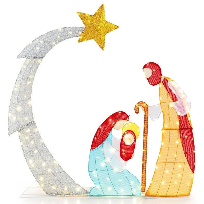 5 ft Christmas Nativity Set Pre-Lit Nativity Scene with 140 Warm White LED Lights by DirectDeals