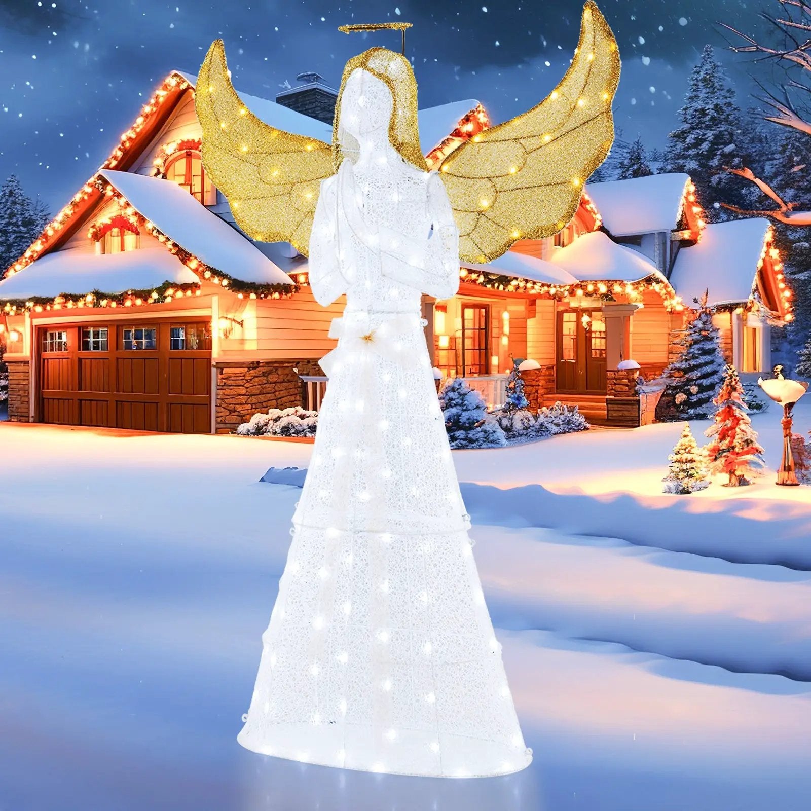 5 ft Festive Pre-Lit Angel with Halo and 150 LED Lights by DirectDeals