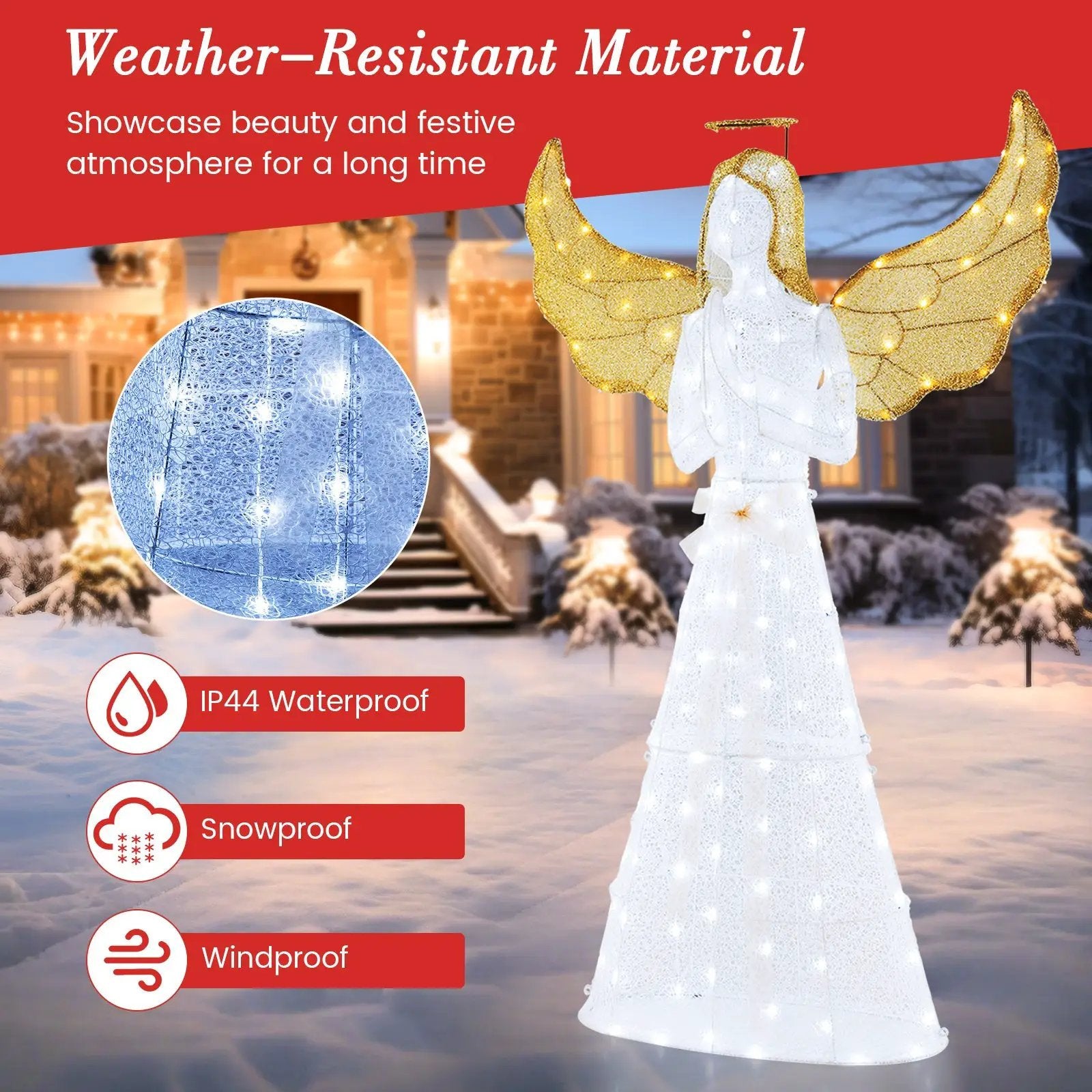 5 ft Festive Pre-Lit Angel with Halo and 150 LED Lights by DirectDeals