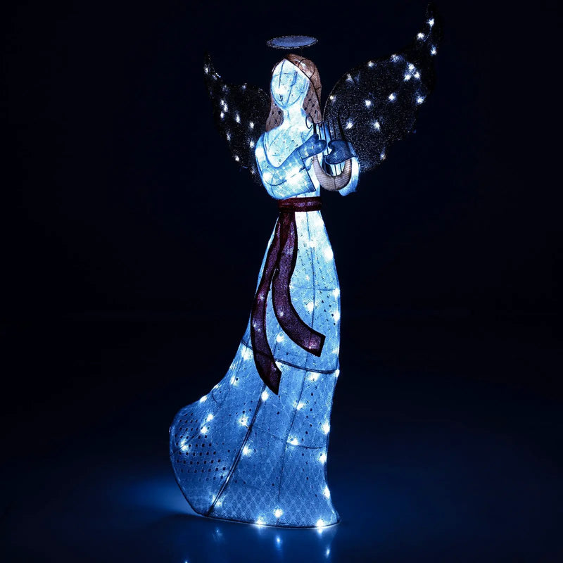5 ft Christmas Lighted Angel with Harp and 120 Cold White LED Lights by DirectDeals