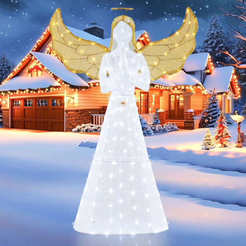 5 ft Festive Pre-Lit Angel with Halo and 150 LED Lights by DirectDeals