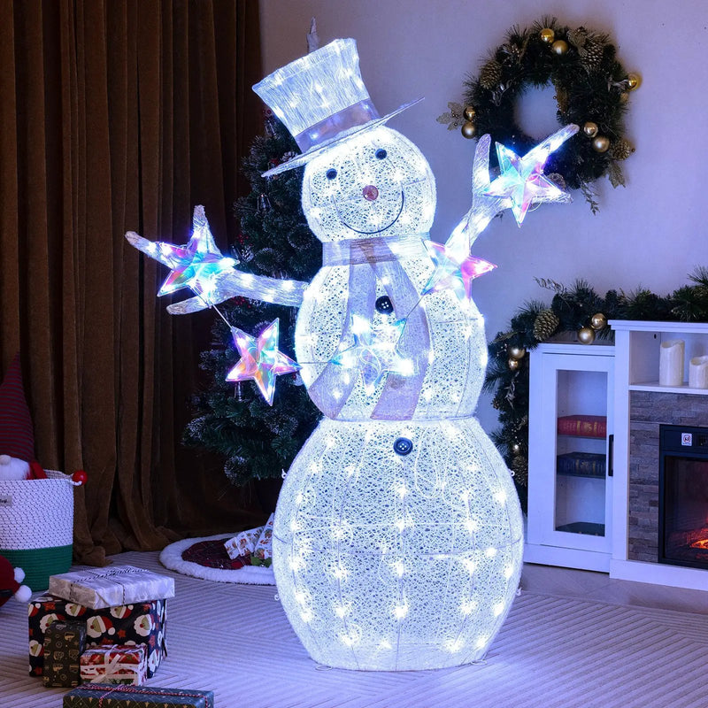 5 ft Pre-Lit Christmas Snowman with Stars by DirectDeals