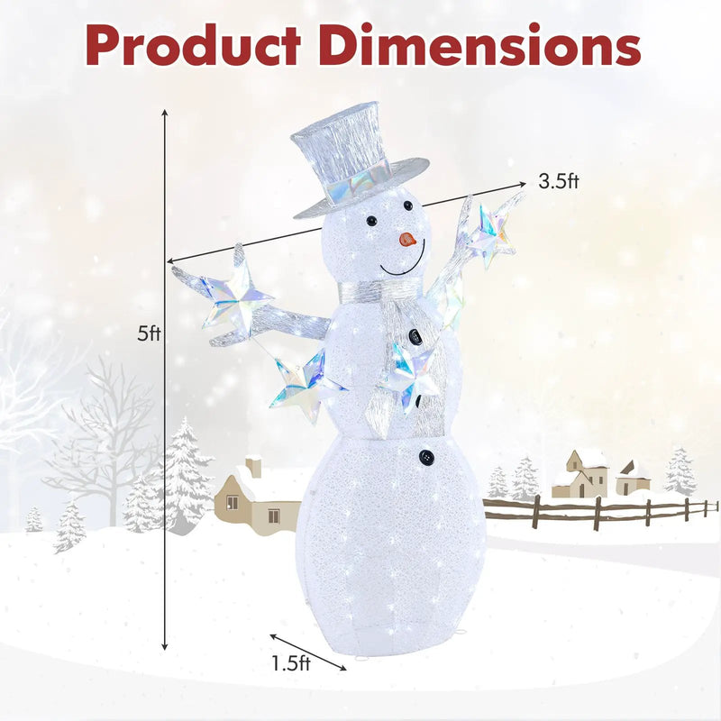5 ft Pre-Lit Christmas Snowman with Stars by DirectDeals