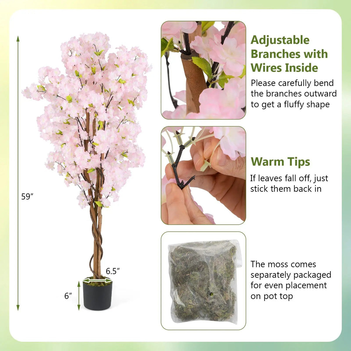 5 FT Tall Artificial Cherry Blossom Tree with Pink Flowers by DirectDeals