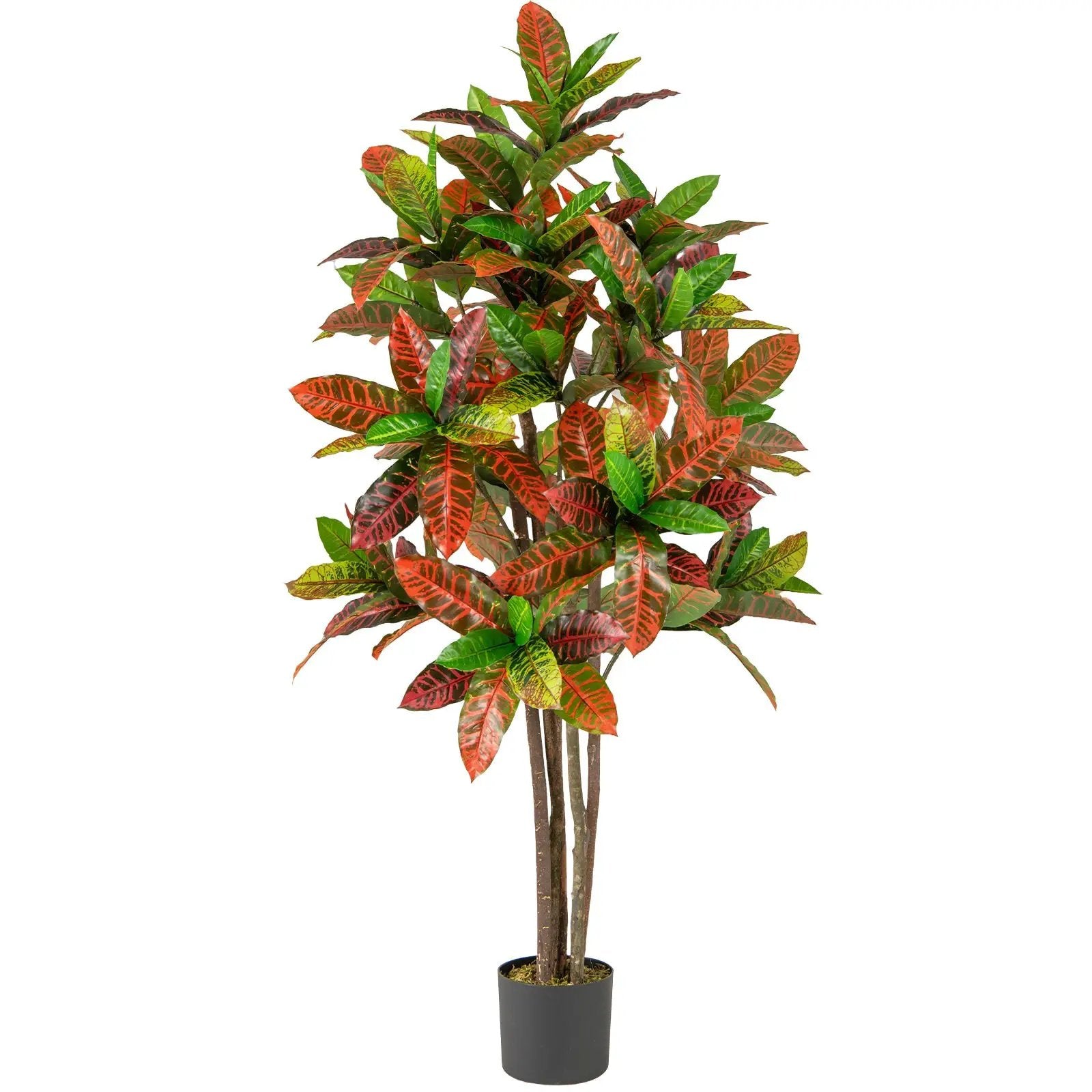 5 FT Tall Artificial Croton Plant with Gradient Leaves and Nursery Pot by DirectDeals