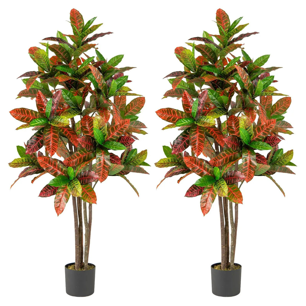 5 FT Tall Artificial Croton Plant with Gradient Leaves and Nursery Pot by DirectDeals