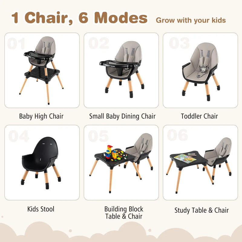 5-in-1 Baby Wooden Convertible High Chair by DirectDeals