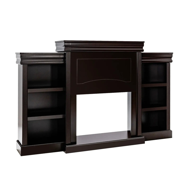 5-in-1 Complete Dining Room Set: Extendable Table 4 Chairs Electric Fireplace Media Console & Bamboo Sideboard by DirectDeals