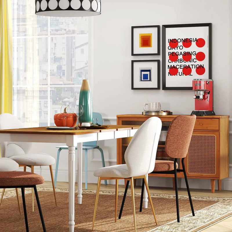 5-in-1 Complete Dining Room Set: Extendable Table 4 Chairs Electric Fireplace Media Console & Bamboo Sideboard by DirectDeals