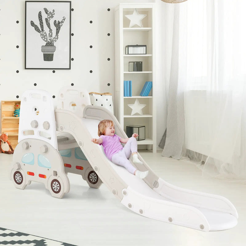 5 in 1 Convertible Toddler Slide Set Kids Art Easel with Stool and Book Rack by DirectDeals