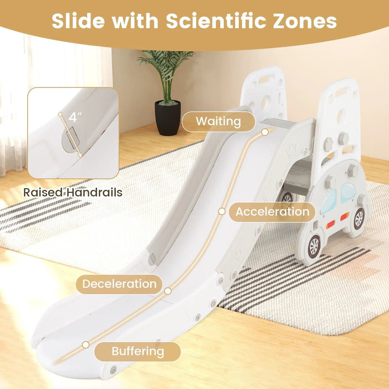 5 in 1 Convertible Toddler Slide Set Kids Art Easel with Stool and Book Rack by DirectDeals