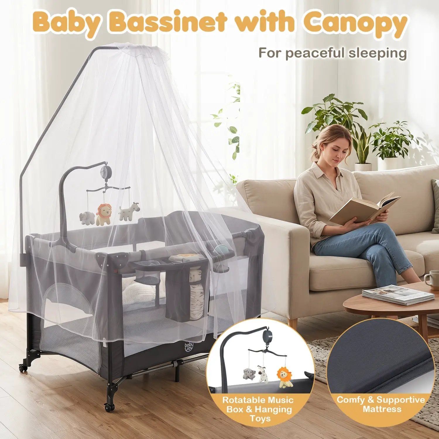 5-in-1 Portable Baby Pack and Play with Music Box by DirectDeals